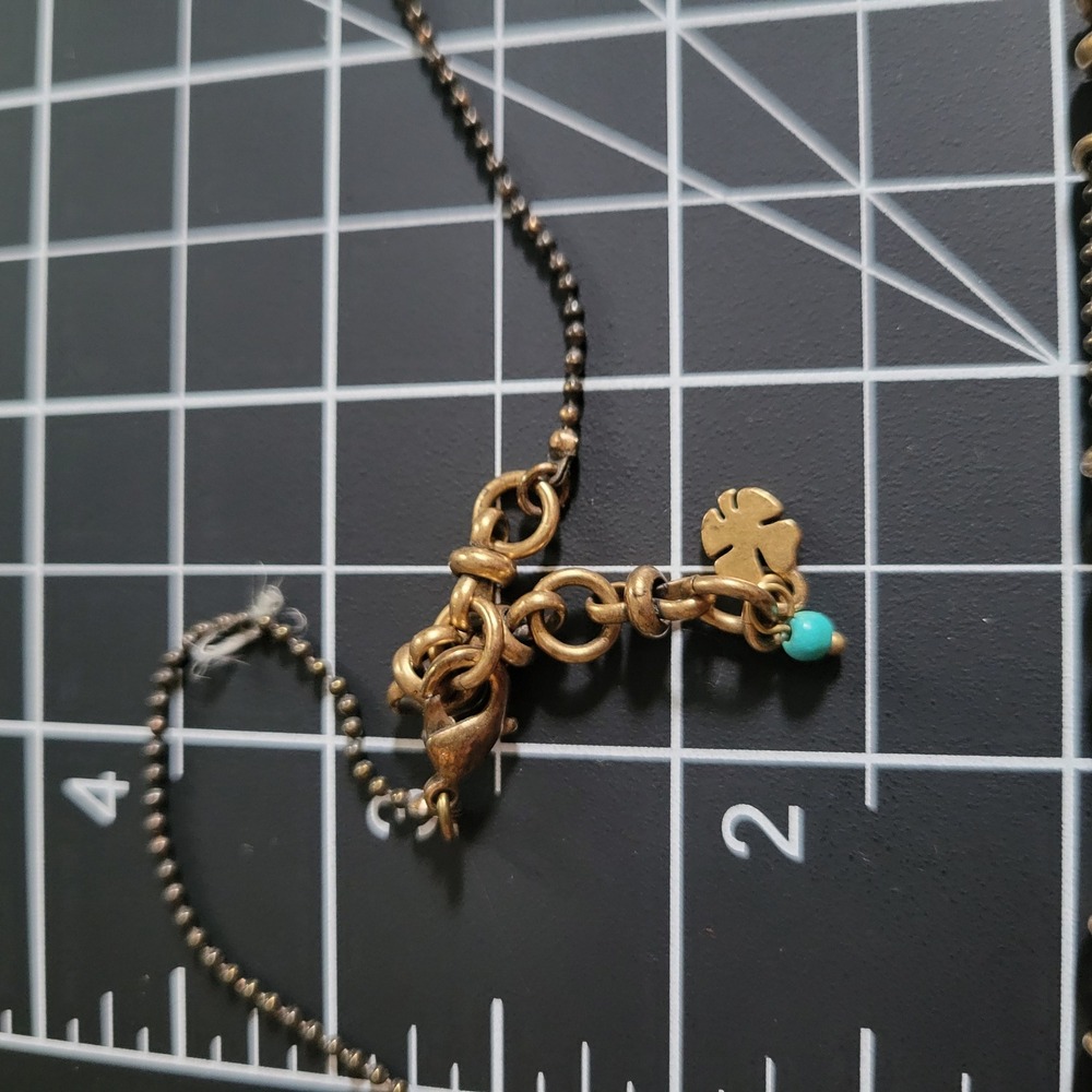 Lucky Brand Boho Mixed Coin Charm Love Necklace Brass Gold Tone 18" - Picture 5 of 6